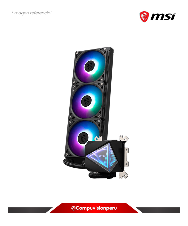 COOLER DE CPU MSI MAG CORELIQUID I360 BLACK INTEL AMD ALUMINIO 3*120MM ARGB