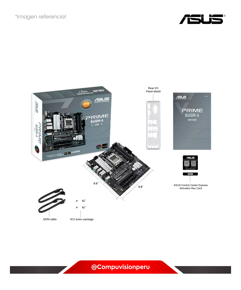 PLACA ASUS PRIME B650M-A CSM AMD B650 DDR5 PCIE 5.0 M.2 HDMI DP VGA USB 3.2 MICRO-ATX