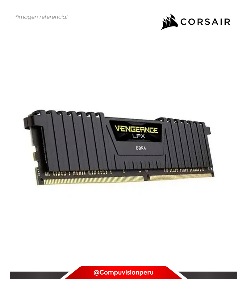 MEMORIA 16GB DDR4 3200MHZ CORSAIR VENGEANCE LPX BLACK PC4-25600 CL16 135V CMK32GX4M2E3200C16(1)