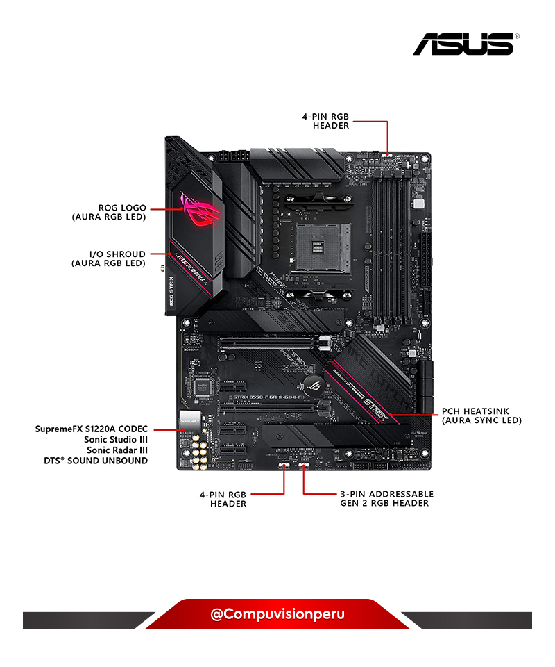 PLACA ASUS ROG STRIX B550-F GAMING AM4 AMD B550 SATA 6GB/S ATX AMD