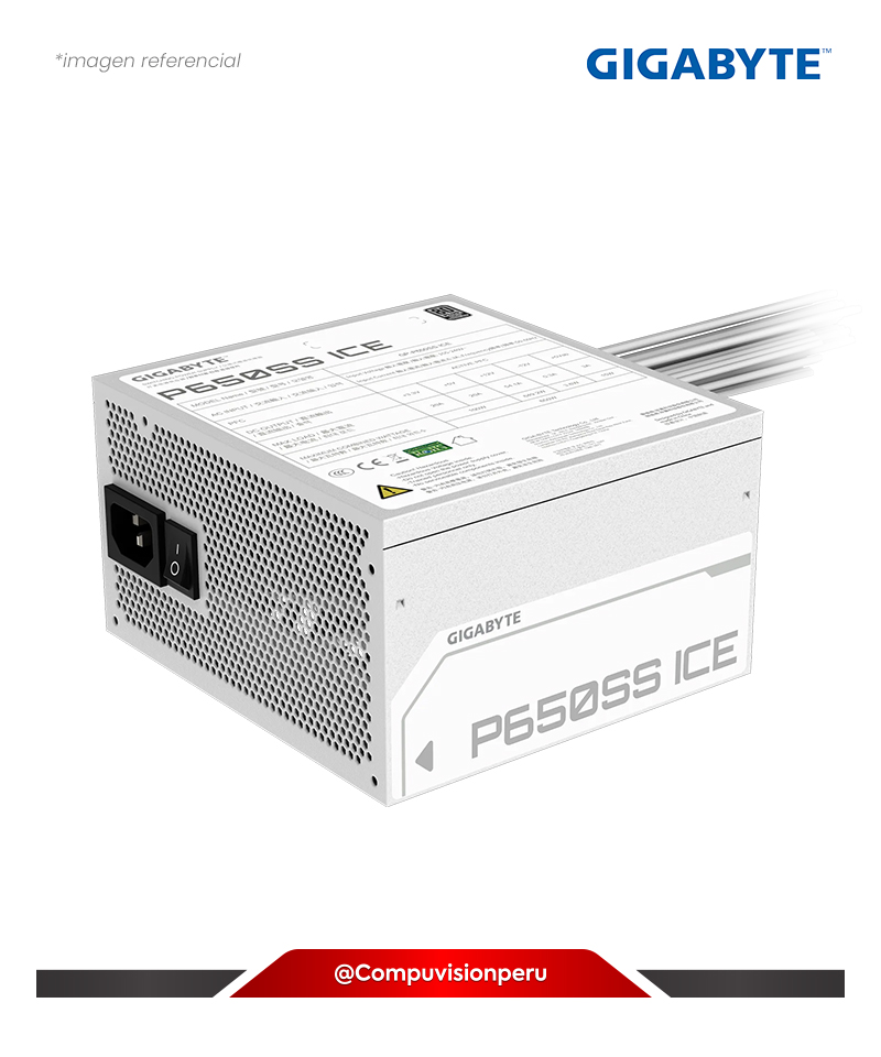 FUENTE 650W GIGABYTE P650SS ICE 80 PLUS SILVER ATX GP-P650SS ICE