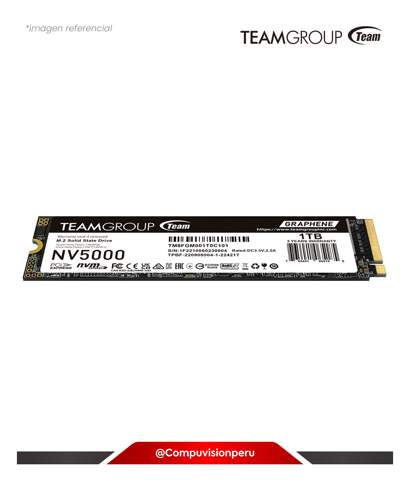 DISCO SOLIDO SSD 1TB TEAM GROUP NV5000 M.2 2280 PCIE 4.0 X4 WITH NVME TM8FGM001T0C101