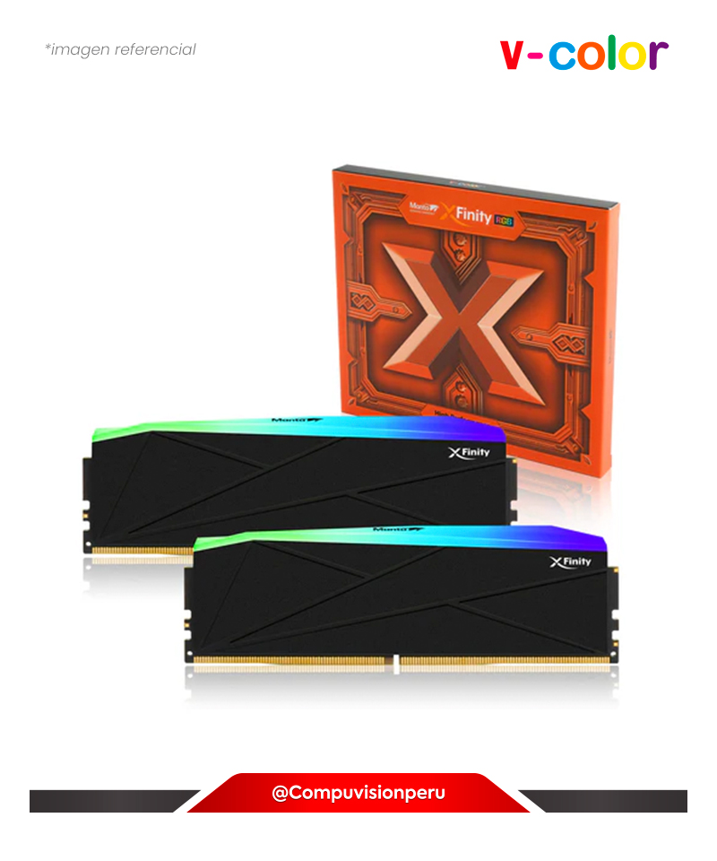 MEMORIA 32GB (16*2) DDR5 BUS 6000MHZ V-COLOR MANTA XFINITY RGB BLACK CL30 INTEL XMP AMD EXPO TMXFL1660830KWK