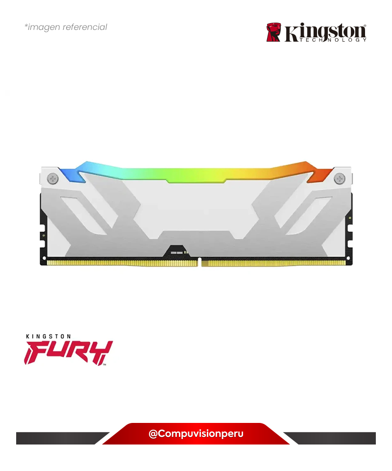 MEMORIA 32GB DDR5 BUS 6400MHZ KINGSTON FURY RENEGADE SILVER RGB CL32 1.35V XMP KF564C32RWA-32