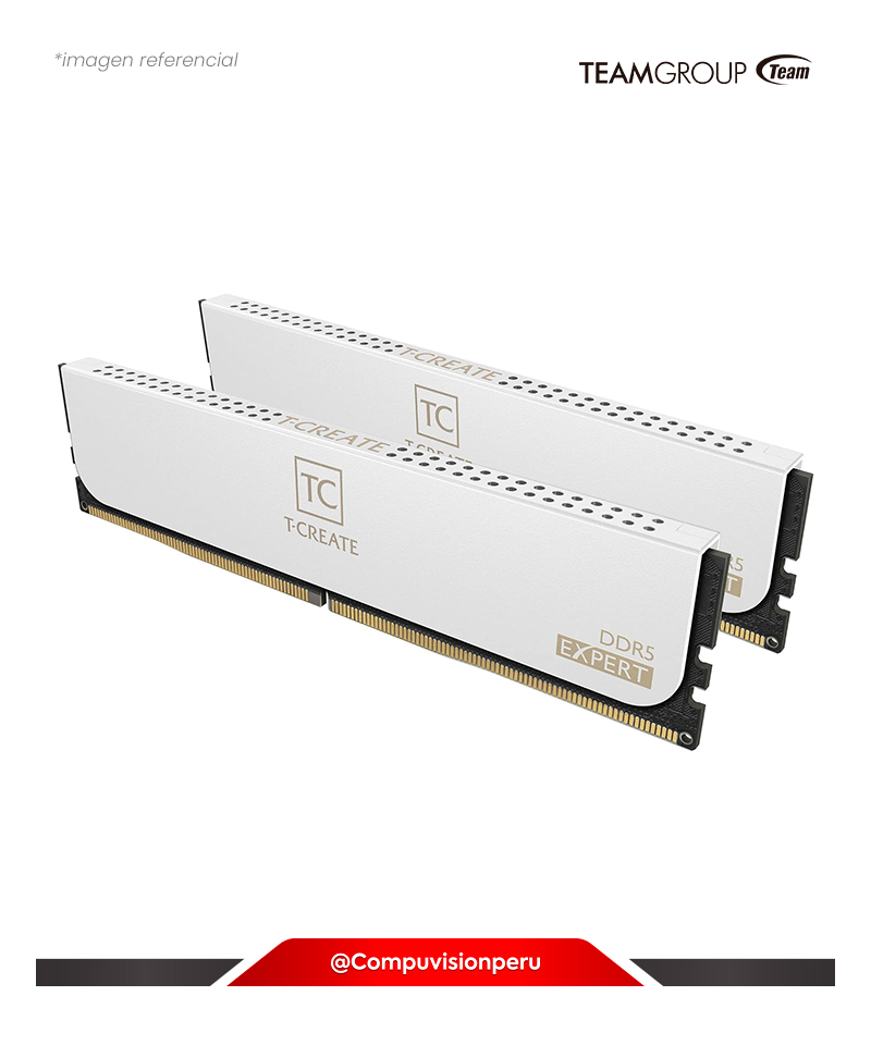 MEMORIA 64GB (32*2) DDR5 BUS 6400MHZ TEAMGROUP T-CREATE EXPERT WHITE CL34 1.35V CTCWD564G6400HC34BDC01