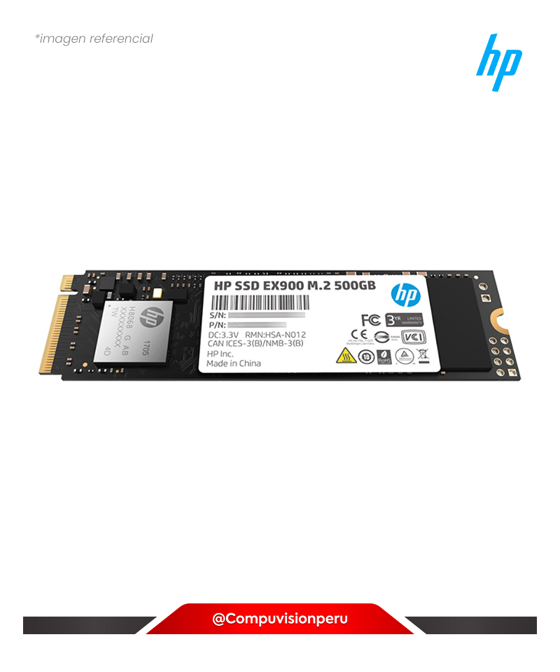 DISCO SOLIDO SSD 500GB HP EX900 M.2 2280 PCIE GEN 3X4 NVME 1.3 3D NAND
