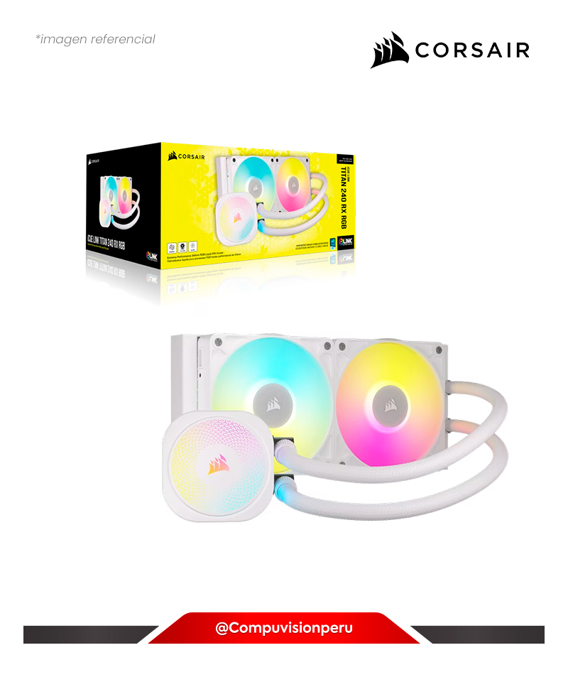 COOLER DE CPU CORSAIR ICUE LINK TITAN 240 RX RGB AIO WHITE INTEL AMD ALUMINUM CW-9061020-WW