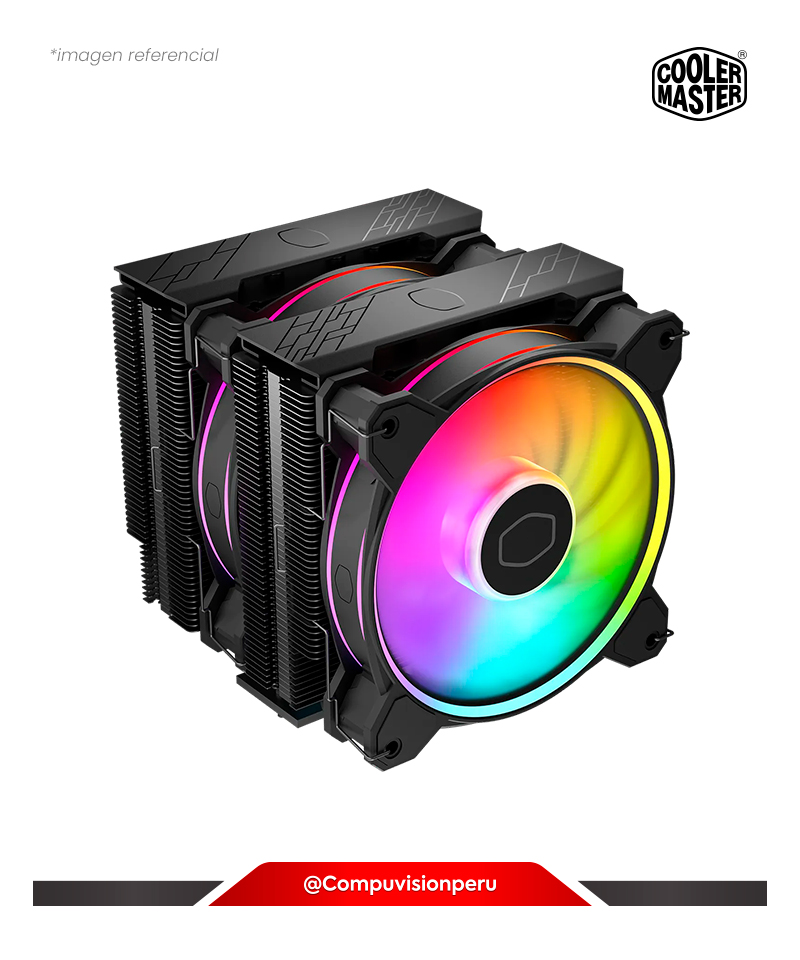 COOLER PARA CPU COOLER MASTER HYPER 622 HALO BLACK ARGB ALUMINUM INTEL AMD 2*120MM RR-D6BB-20PA-R1
