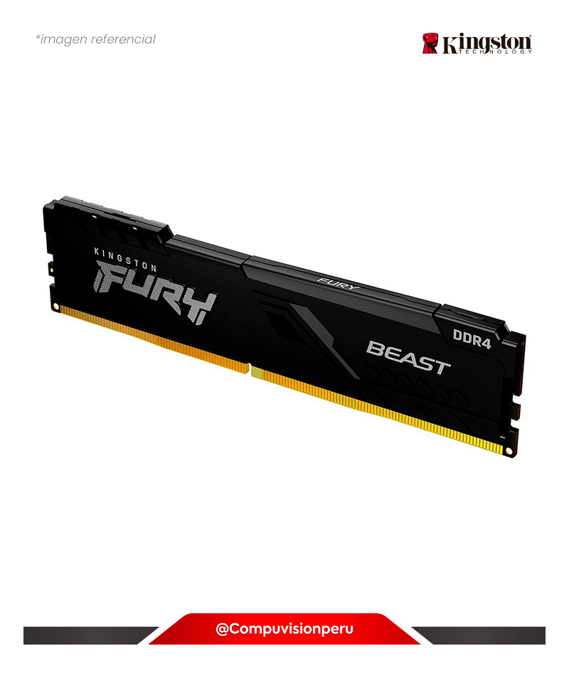 MEMORIA 16GB DDR4 BUS 3200MHZ KINGSTON FURY BEAST BLACK CL16 1.35V PC4-25600 KF432C16BB/16