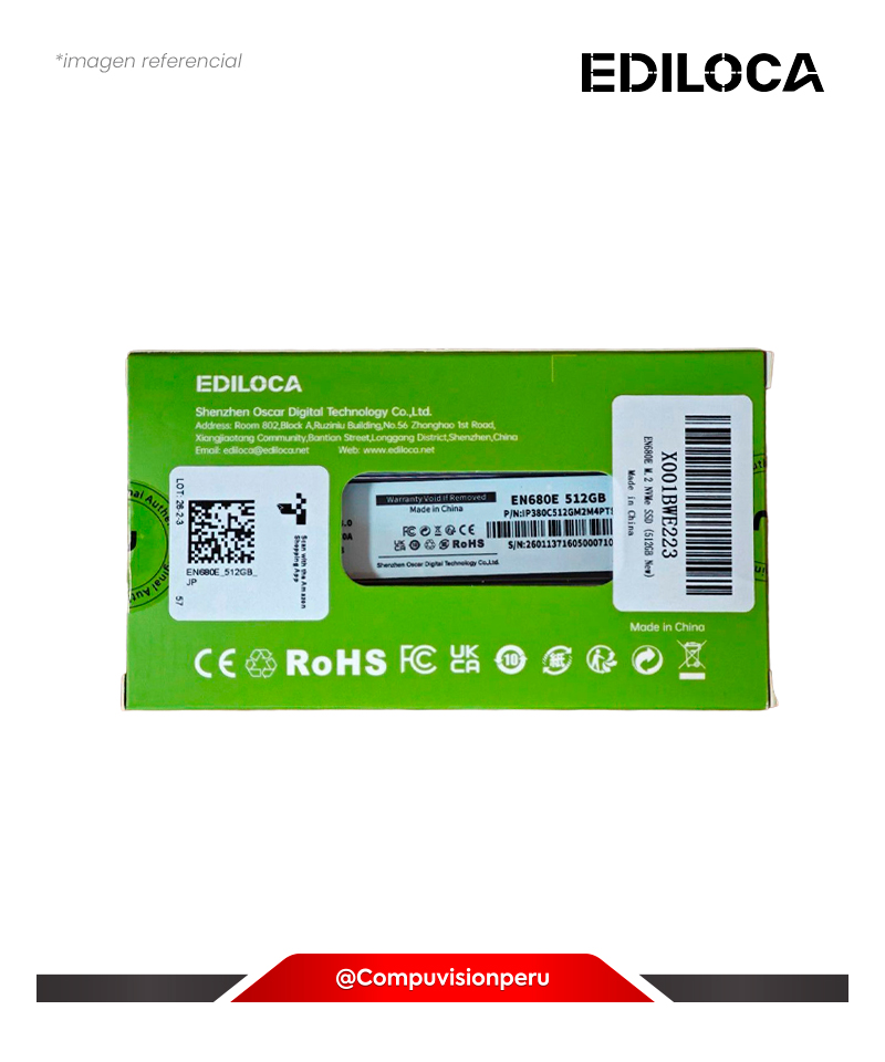 DISCO SOLIDO SSD 512GB EDILOCA EN680E NVME M.2 SSD PCIE GEN 3X4 M.2 2280 EN680E_512GB