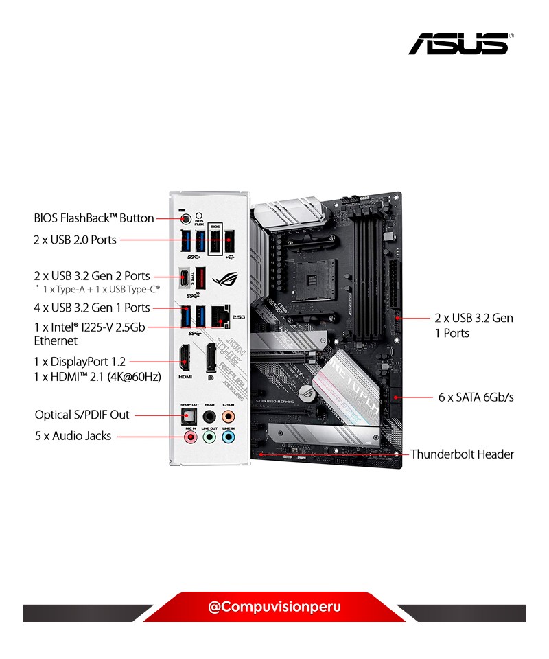 PLACA ASUS ROG STRIX B550-A GAMING AM4 AMD B550 SATA 6GB/S ATX AMD