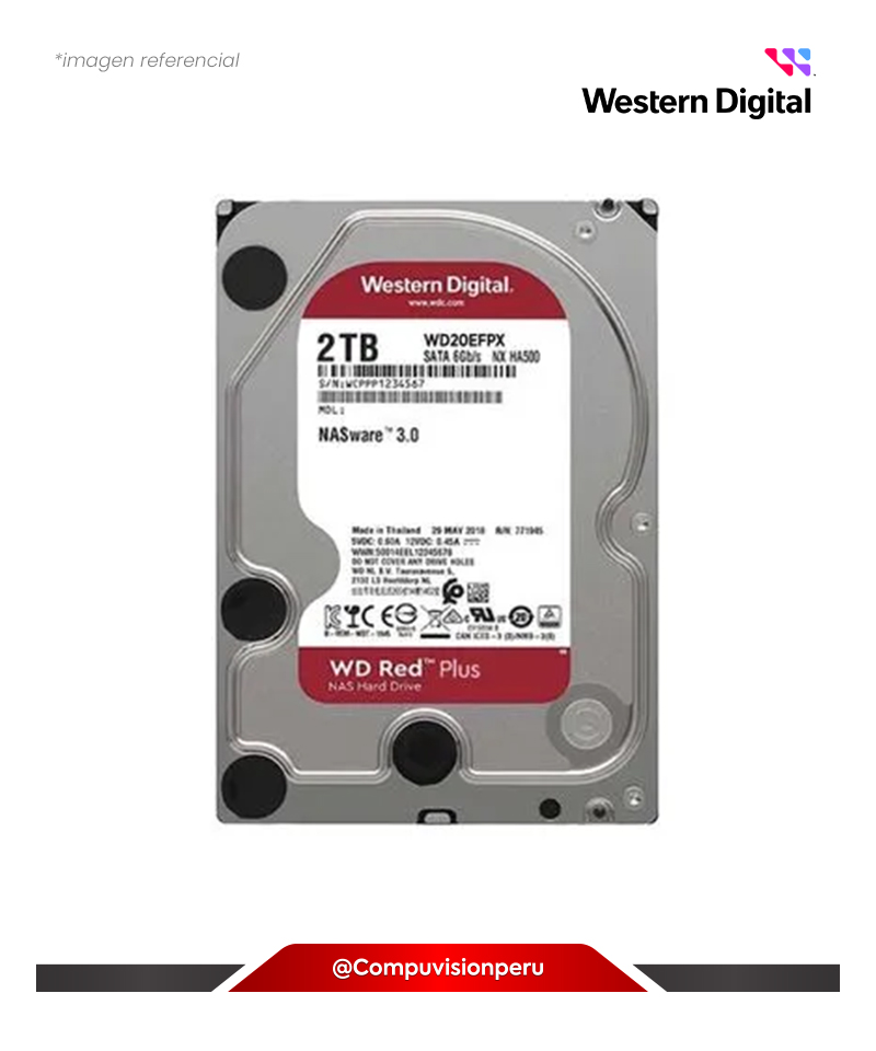 DISCO D 2TB WESTER DIGITAL RED PLUS SATA 6GB/S 5400RPM 3.5 64MB WD20EFPX