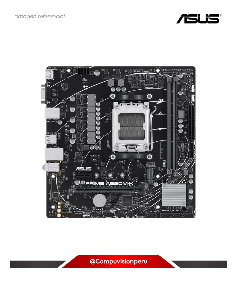 PLACA ASUS PRIME A620M-K AM5 AMD A620 DDR5 VGA HDMI M.2 SATA 6GB YSB 3.2 M-ATX