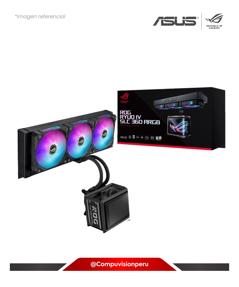 COOLER ASUS ROG RYUO IV SLC 360 ARGB ALUMINIO 3*120MM MF-12C ARGB FAN MONITOR 6.67 AMOLED AMD INTEL ROG-RYUO-IV-SLC-360-ARGB