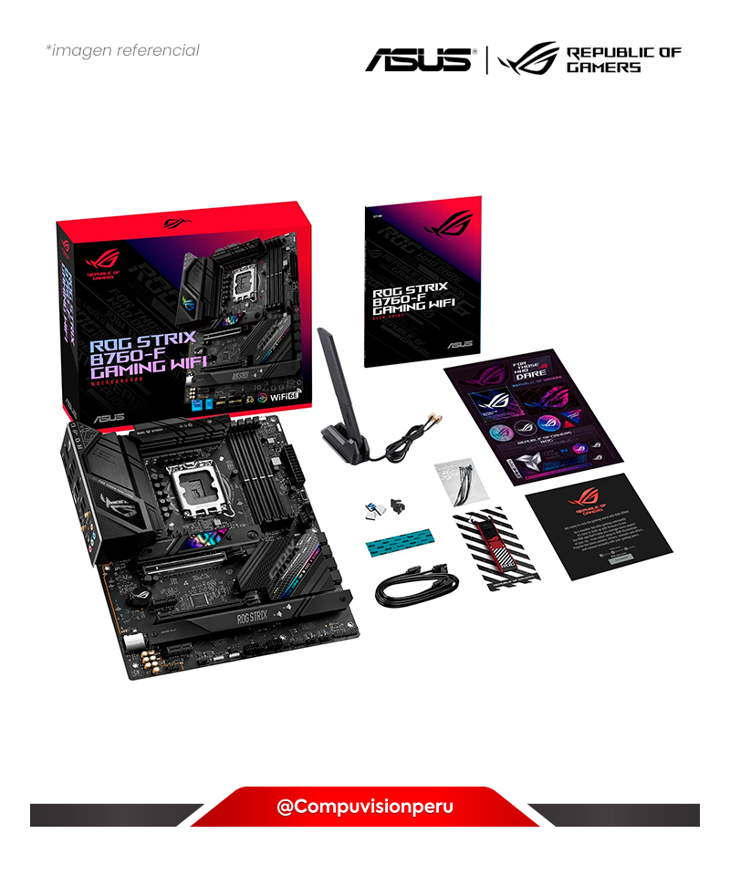 PLACA ASUS ROG STRIX B760-F GAMING WIFI INTEL B760 LGA1700 DDR5 HDMI DP PCIE 5.0 M.2 BLUETOOTH USB 3.2 ATX