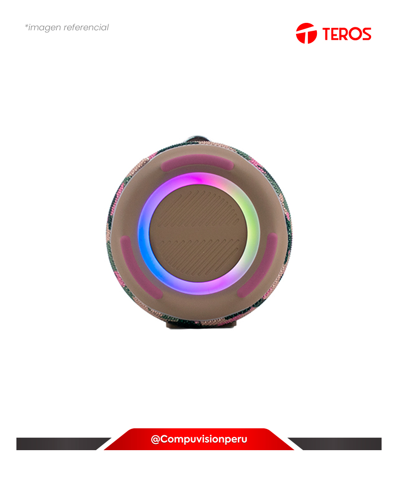PARLANTE TEROS ULTRA TE-6046M BLUETOOTH RADIO FM LUCES RGB MARRON MILITAR CAMUFLAJE
