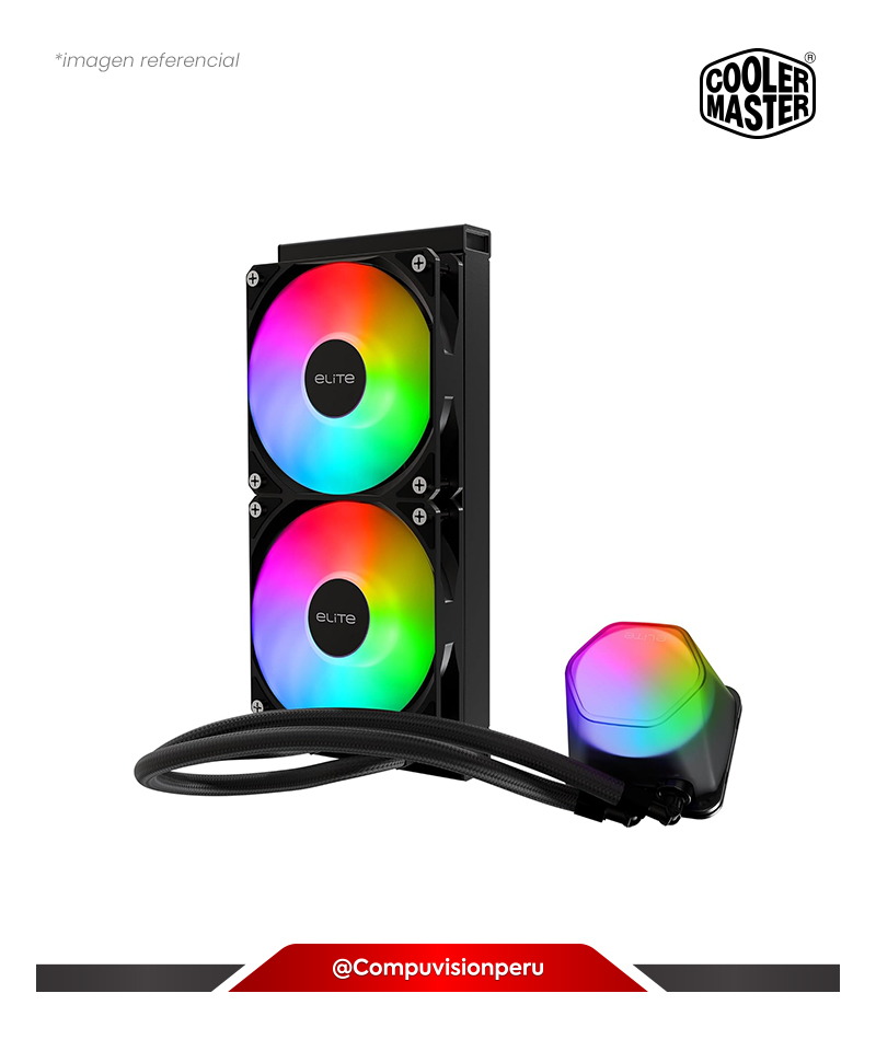 COOLER DE CPU COOLE MASTER ELITE LIQUID 240 AIO 240MM ARGB INTEL AMD BLACK ELW-D24M-A21DA-R1