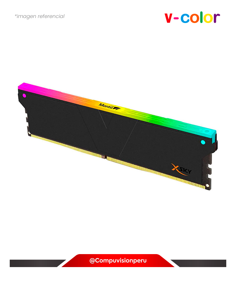 MEMORIA 16GB DDR5 BUS 6000MHZ V-COLOR MANTA XSKY CL36 1.25V SK HYNIX IC RGB BLACK AMD EXPO TMXSAO1660836KKK(1)