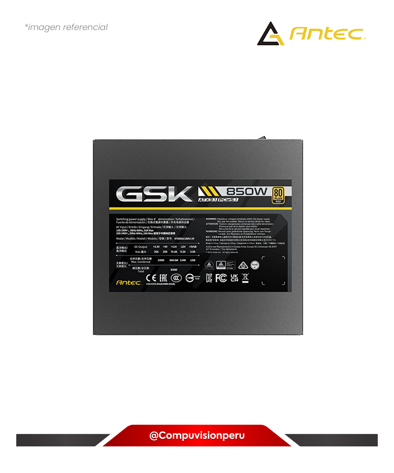 FUENTE 850W ANTEC GSK850 ATX3.1 FULL MODULAR 80 PLUS GOLD PCI 5.1