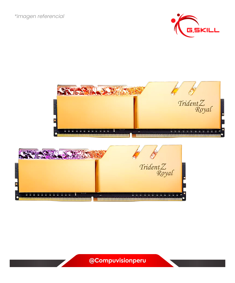 MEMORIA 64GB (32*2) DDR4 BUS 3200MHZ G.SKILL TRIDENT Z ROYAL GOLD C16 1.35V PC4-25600 F4-3200C16D-64GTRG 4713294225122 0848354035121
