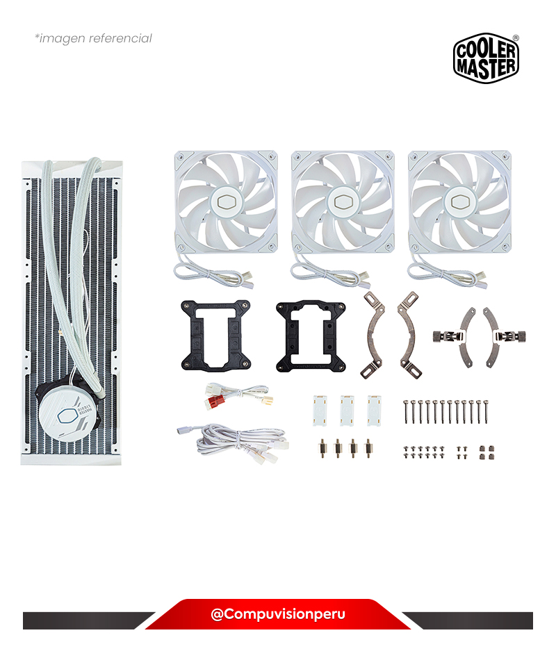 COOLER DE CPU COOLER MASTER MASTERLIQUID 360L CORE ARGB WHITE INTEL AMD ALUMINUM 120MM*3 MLW-D36M-A18PZ-RW
