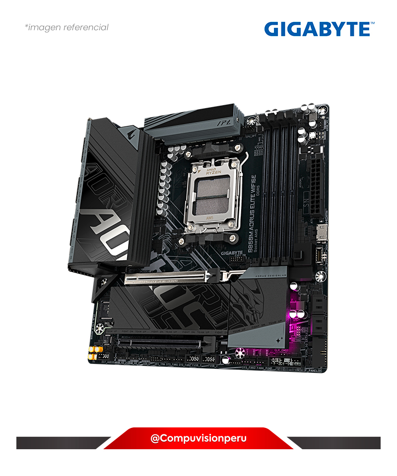 PLACA GIGABYTE B850M AORUS ELITE WIFI6E AM5 AMD B850 DDR5 HDMI DP BLUETOOTH M.2 SATA 6GB M-ATX