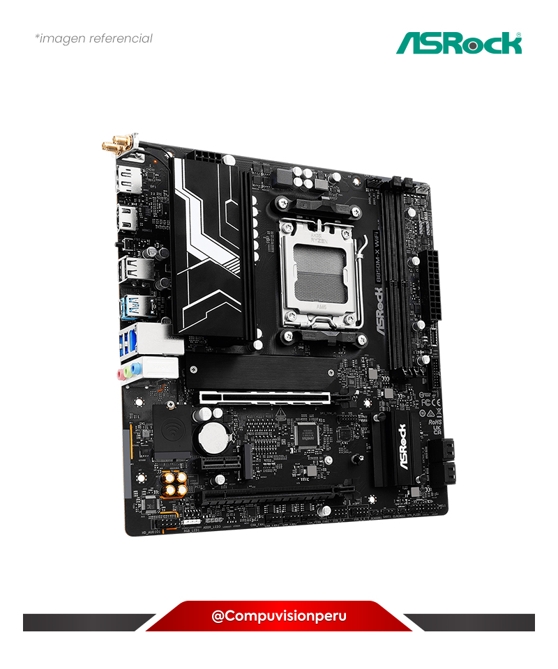 PLACA ASROCK B850M-X WIFI AMD B850 AM5 DDR5 HDMI DP BLUETOOTH M.2 SATA 6GB USB 3.2 M-ATX