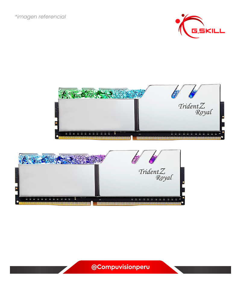 MEMORIA 64GB (32*2) DDR4 BUS 3600HZ G.SKILL TRIDENT Z ROYAL SILVER C18 1.35V PC4-28800 F4-3600C18D-64GTRS 4713294224996 0848354034995