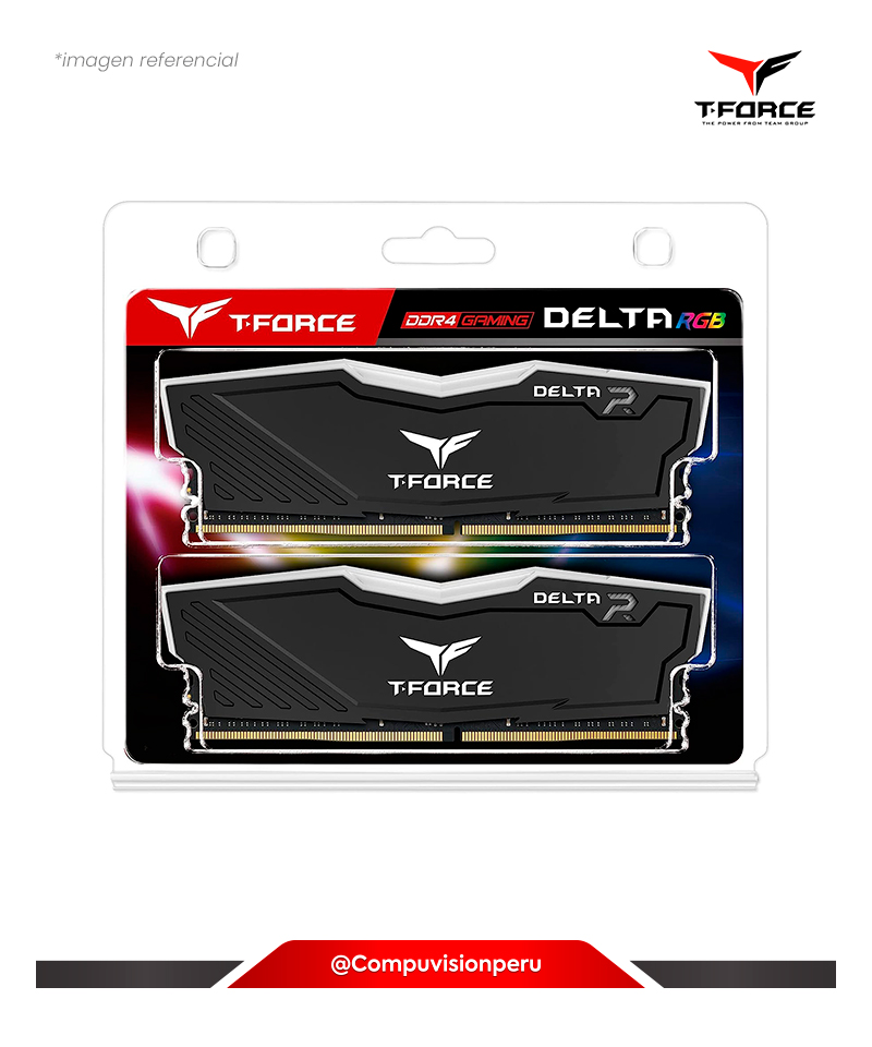 MEMORIA 16GB (8*2) DDR4 BUS 3200MHZ TEAMGROUP T-FORCE DELTA RGB CL16 1.35V TF3D416G3200HC16FDC01
