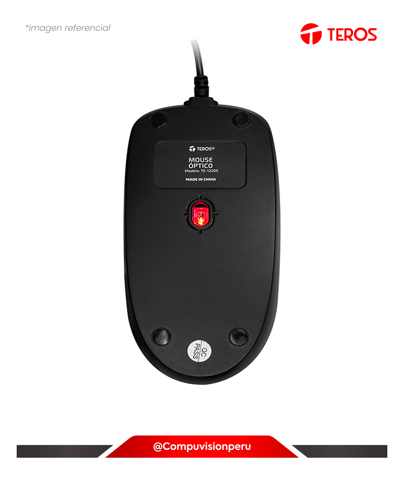 MOUSE TEROS TE-1220S BLACK/GRIS 1000DPI USB 3 BOTONES