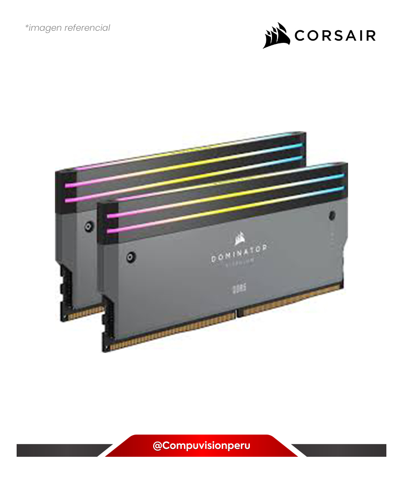 MEMORIA 64GB (32*2) DDR5 BUS 6000MHZ CORSAIR DOMINATOR TITANIUM GRAY CL30 1.40V PC5 48000 AMD EXPO INTEL XMP CMP64GX5M2B6000Z30