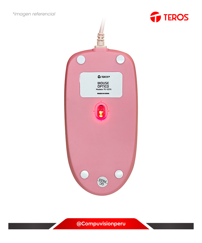 MOUSE TEROS TE-1221S OPTICO USB 1000DPI PINK