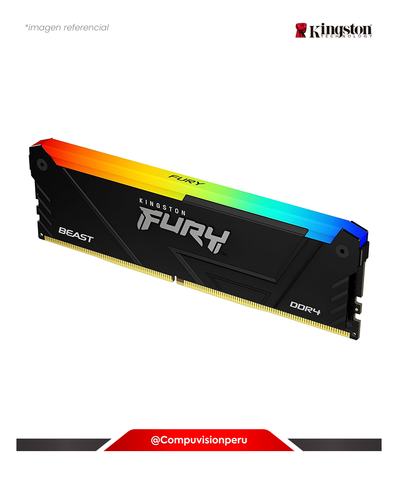 MEMORIA 8GB DDR4 BUS 3200MHZ KINSGTON FURY BEAST RGB CL16 1.35V KF432C16BB2A/8