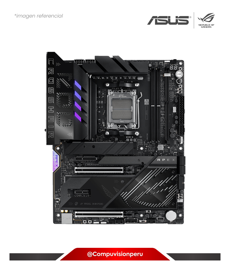 PLACA ASUS ROG CROSSHAIR X870E APEX AMD X870E AM5 DDR5 HDMI DP USB4 M.2 SATA III WIFI 7  BLUETOOTH V5.4 ATX