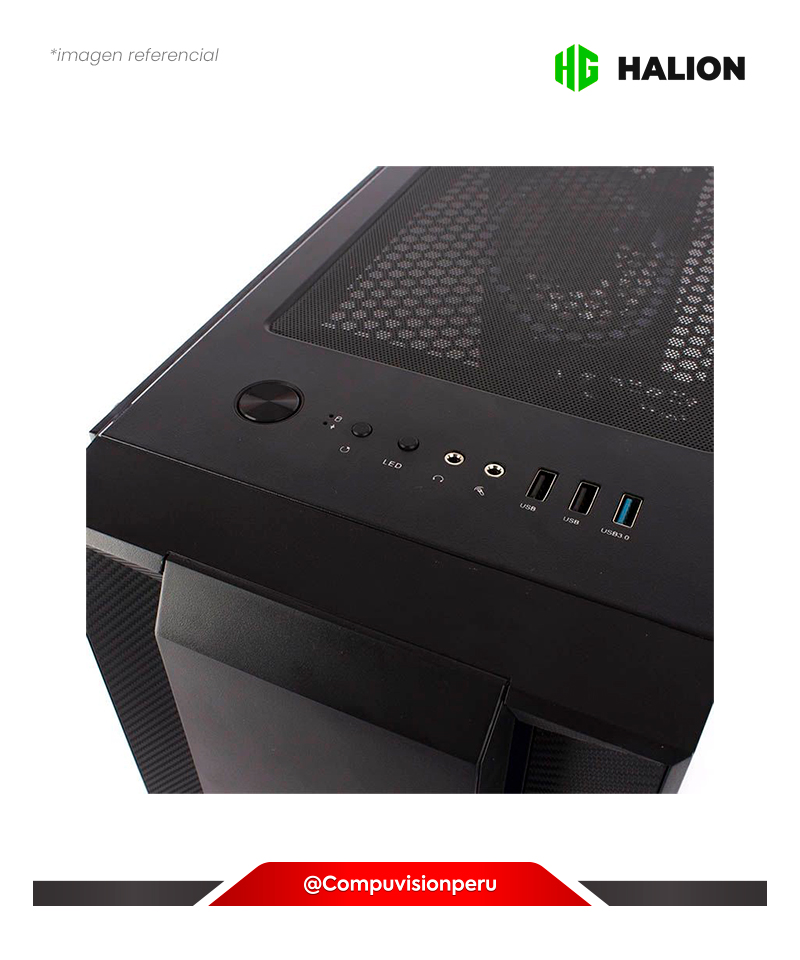 CASE HALION FLASH CH03BK BANDA RGB C/FUENTE 500W VIDRIO TEMPLADO SERIES GAMERS