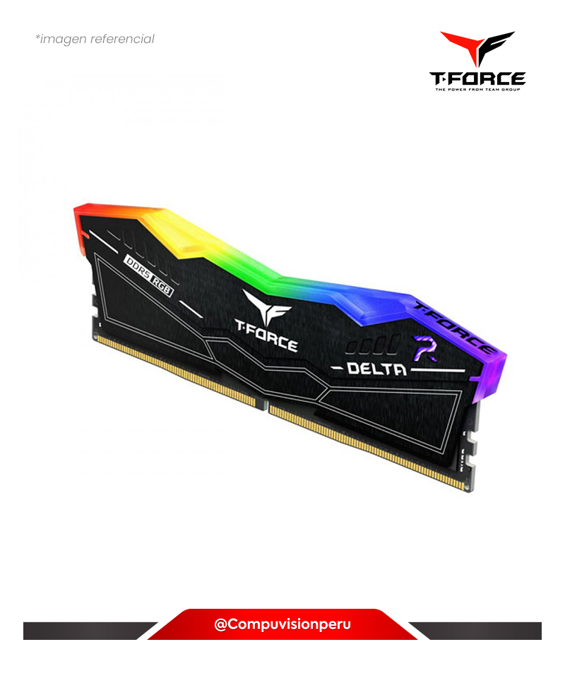 MEMORIA 16GB DDR5 BUS 5600MHZ TEAMGROUP T-FORCE DELTA RGB BLACK CL36 1.2V FF3D516G5600HC36B01