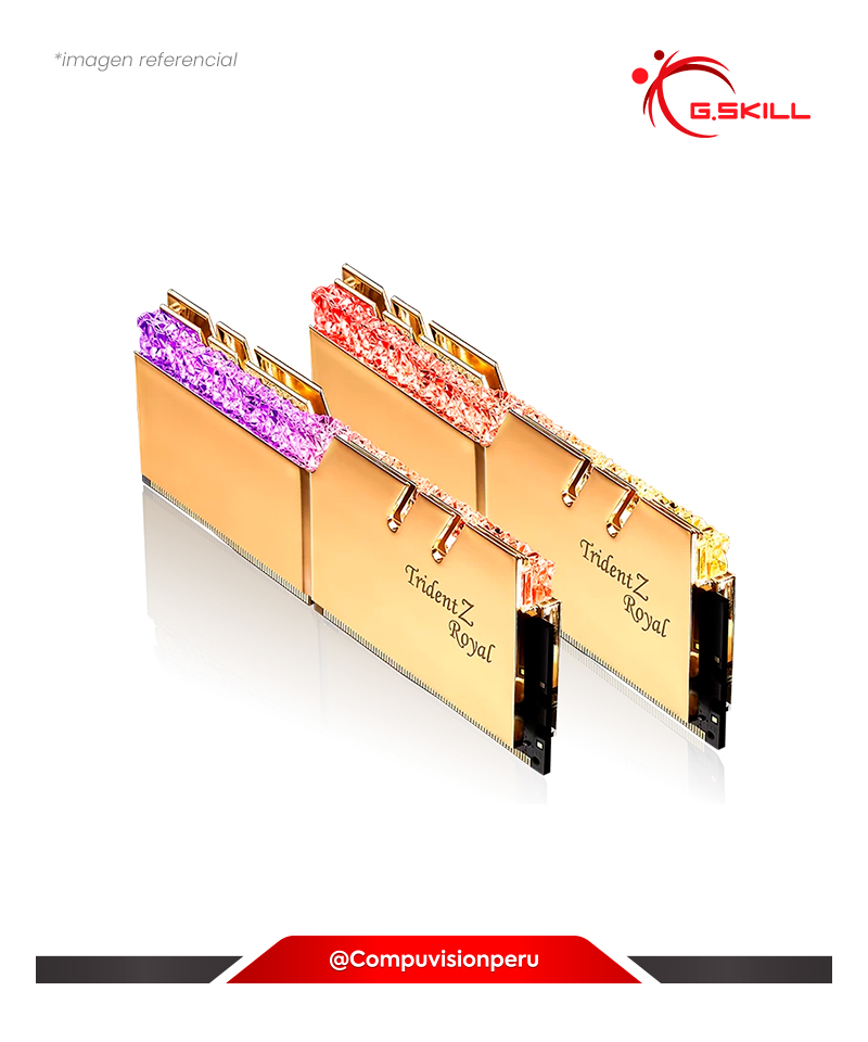 MEMORIA 64GB (32*2) DDR4 BUS 3600MHZ G.SKILL TRIDENT ROYAL GOLD C18 1.35V PC4-28800 F4-3600C18D-64GTRG 4713294225153 0848354035152