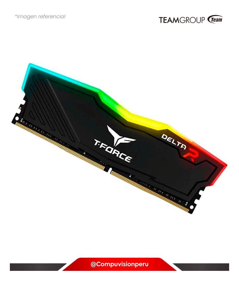 MEMORIA 8GB DDR4 BUS 3200MHZ TEAMGROUP T-FORCE DELTA RGB BLACK CL16 1.35V TF3D48G3200HC16FBK(1)