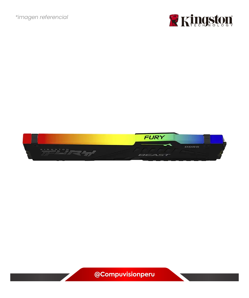 MEMORIA 32GB DDR5 BUS 6000MHZ KINGSTON FURY BEAST RGB BLACK CL36 1.35V KF560C36BBE2A-32