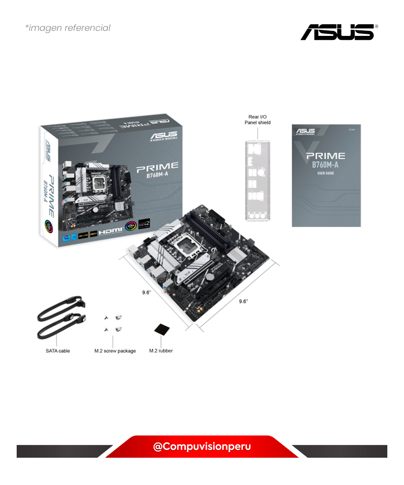 PLACA ASUS PRIME B760M-A CSM INTEL B760 LGA1700 DDR5 HDMI DP M.2 USB 3.2 MATX