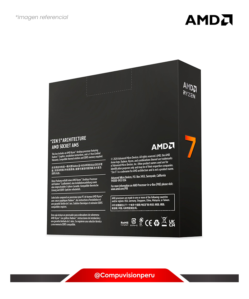 CPU AMD RYZEN 7 9700X AM5 8N 16TH 3.8GHZ 32MB TDP 65W AMD RADEON GRAPHICS TURBO CORE 5.5GHZ