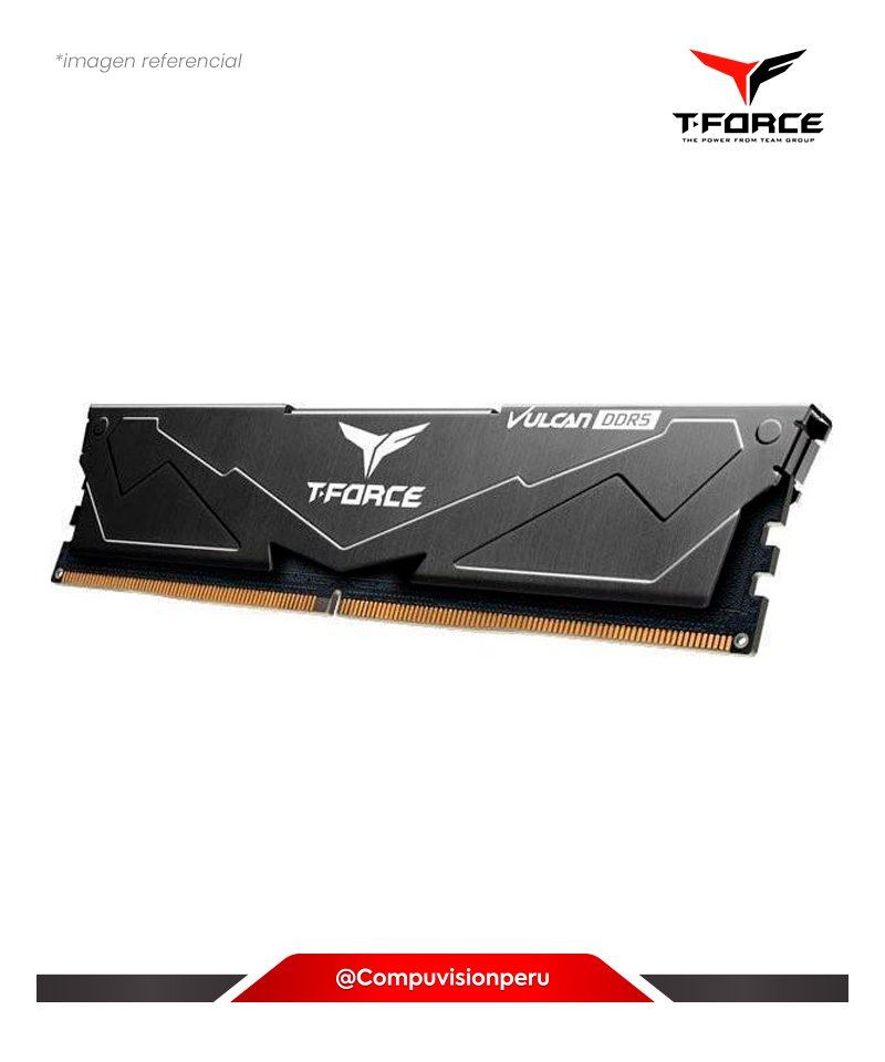 MEMORIA 8GB DDR5 BUS 5200MHZ TEAMGROUP T-FORCE VULCAN BLACK CL40 1.25V FLBD516G5200HC40CDC01(1)
