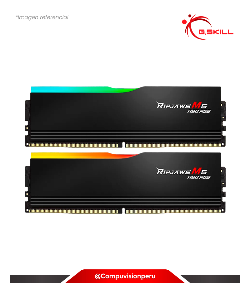 MEMORIA 32GB (16*2) DDR5 BUS 6000MHZ G.SKILL RIPJAWS M5 NEO RGB BLACK AMD EXPO CL36 1.25V F5-6000J3648D16GX2-RM5NRK