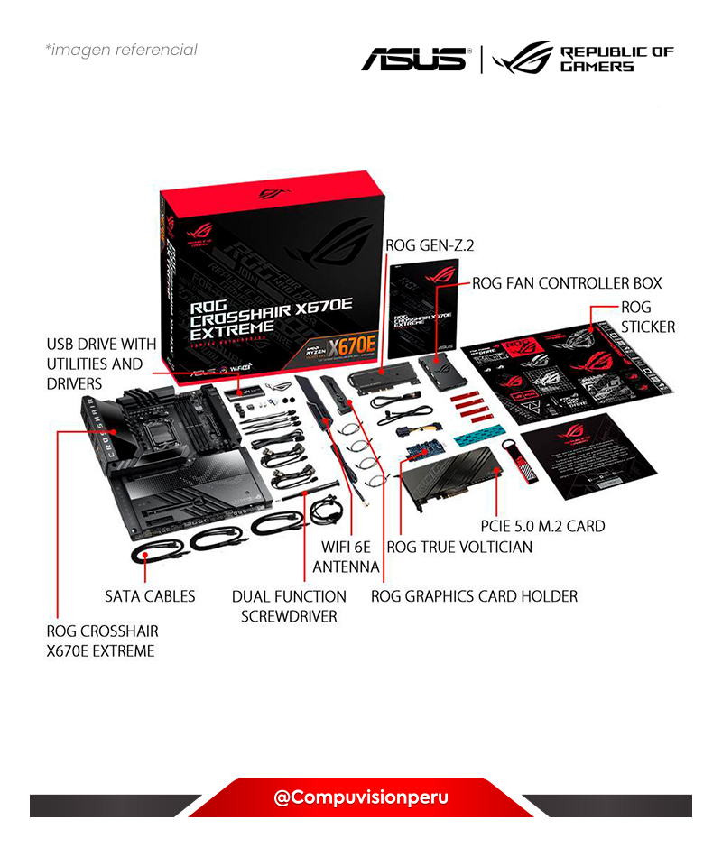 PLACA ASUS ROG CROSSHAIR X670E EXTREME AMD X670 AM5 DDR5 WI-FI 6E BLUETOOTH USB4 EATX