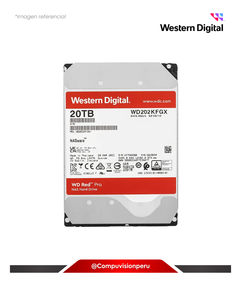 DISCO D 20TB WESTER DIGITAL RED PRO SATA 6.0GB/S 7200RPM 512MB 3.5 WD202KFGX