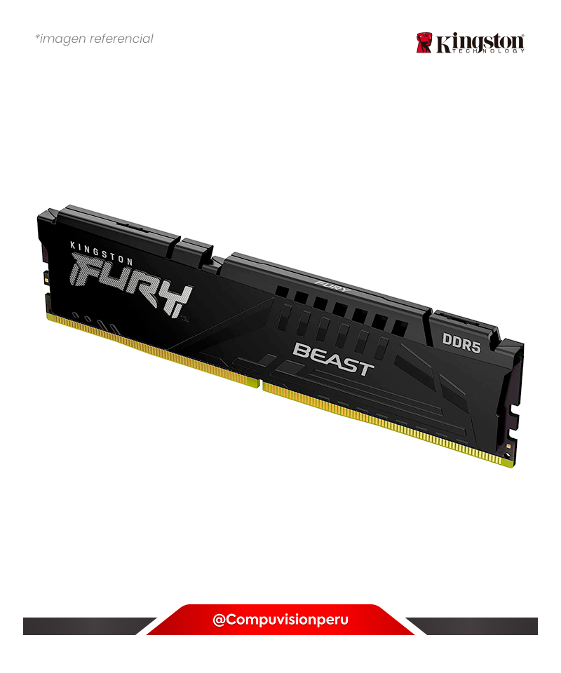 MEMORIA 16GB DDR5 BUS 6000MHZ KINGSTON FURY BEAST BLACK PC5-48000 CL36 1.35V KF560C36BBE2-16