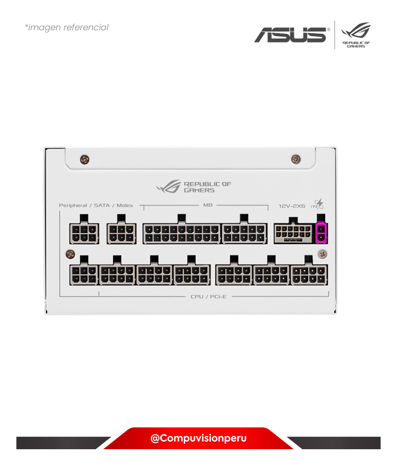 FUENTE 1000W ASUS ROG STRIX 1000W PLATINUM WHITE EDITION ACTIVE PFC ATX 3.1 80 PLUS PLATINUM ROHS FULL MODULAR ROG-STRIX-1000P-GAMING-WHITE