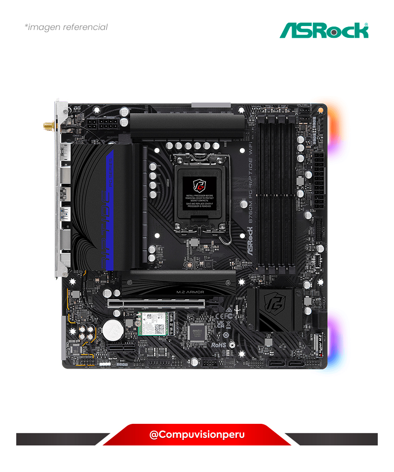 PLACA ASROCK B760M PG RIPTIDE WIFI LGA 1700 INTEL B760 DDR5 HDMI DP USB 3.2 M.2 SATA 3 90-MXBL60-A0UAYZ