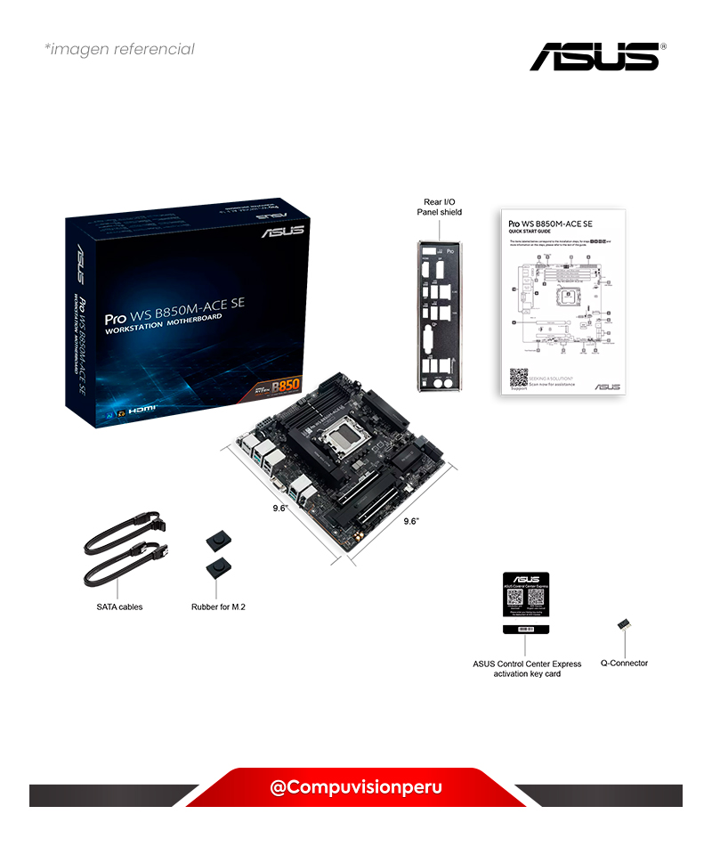 PLACA ASUS PRO WS B850M-ACE SE AMD B850 AM5 DDR5 VGA HDMI DP M.2 SATA 6GB M-ATX