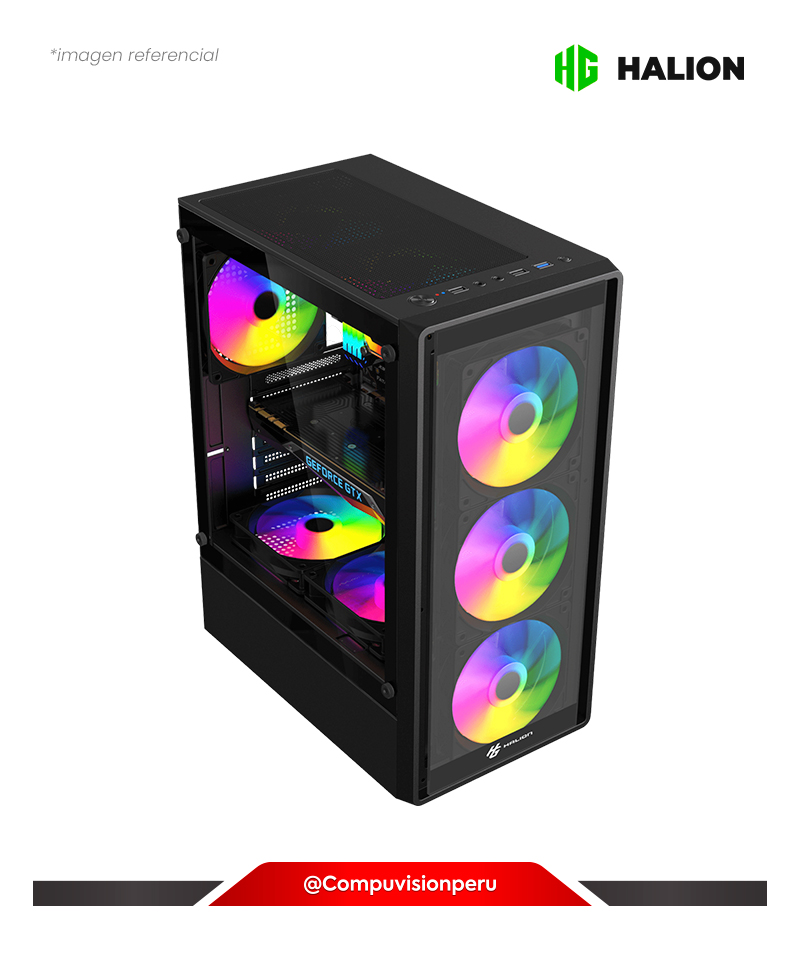 CASE HALION YORK G35 BLACK S/F 4 COOLER ARGB VIDRIO TEMPLADO USB 2.0 USB 3.0 ATX